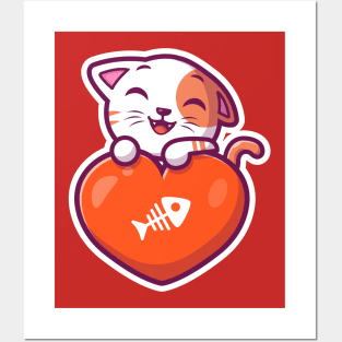 Cute cat love Posters and Art